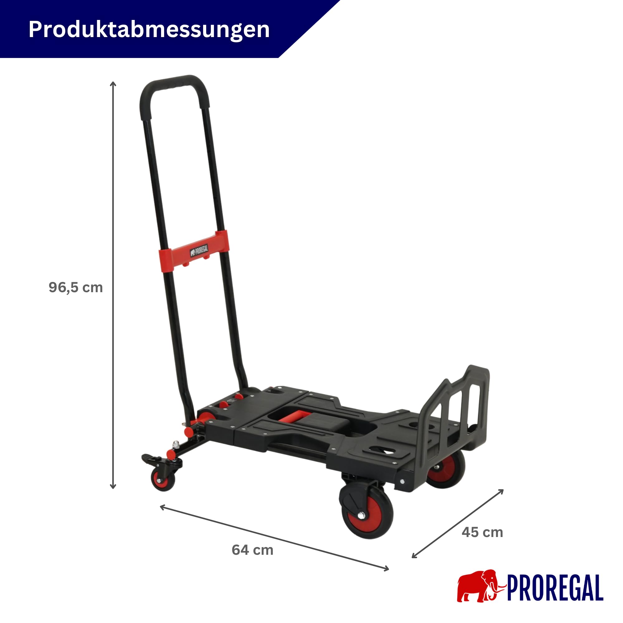 PROREGAL 2-in-1 Sackkarre & Plattformwagen klappbar Kodiak 150 kg Tragkraft