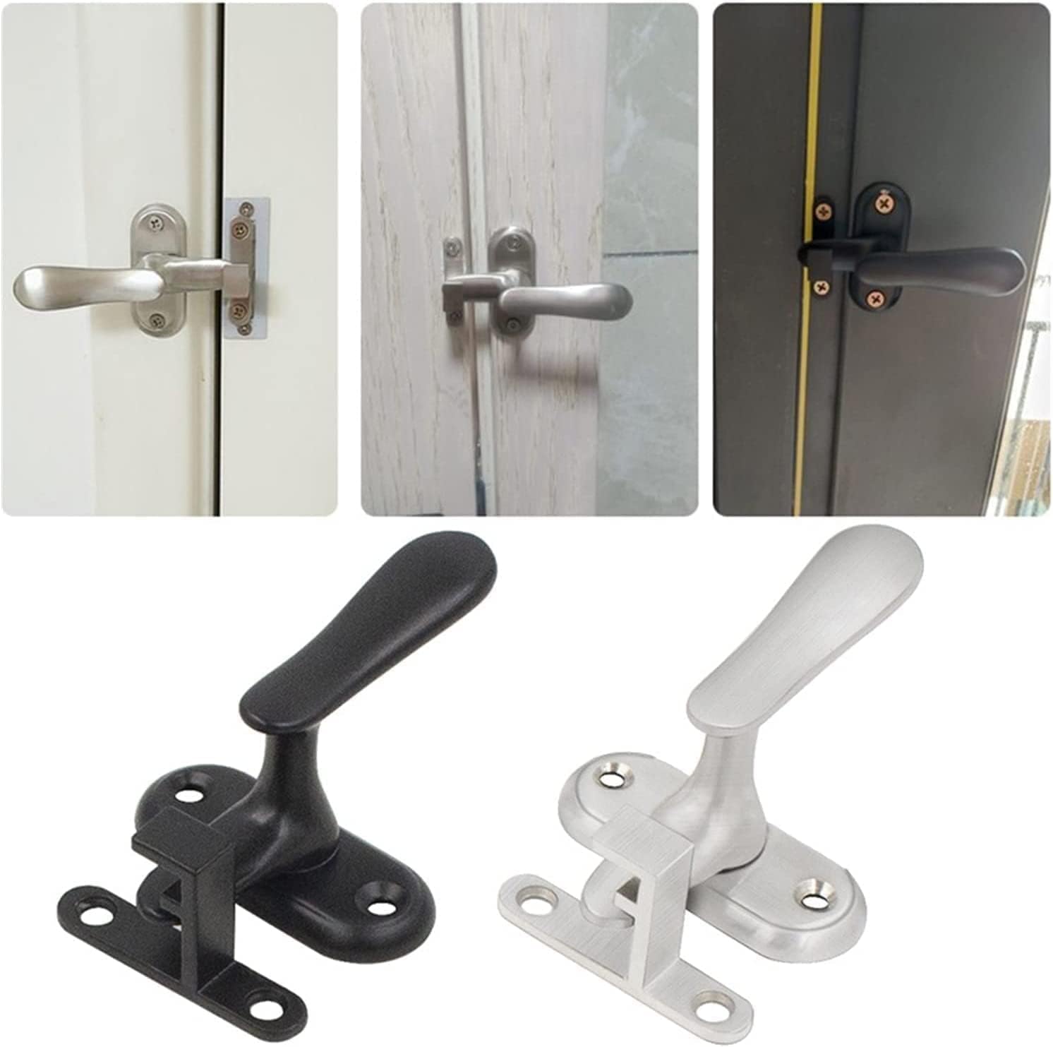 Door Safety Chain,Door Latches Lock,90 Degree Right Angle Door Lock,Door Cast Metal Hook Latch Lock Ornament Toilet Doors Right Lock (Color : Silver)