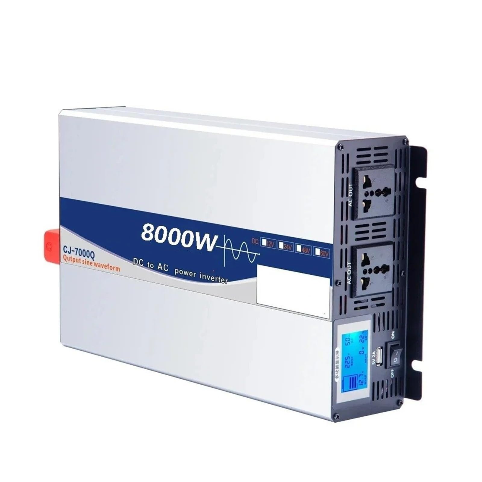 Inversor Corriente Coche 12V 24V 48V 60V AC110V220V 6000W 8000W 12000W Inversor Onda Sinusoidal para Pura Fuente Alimentación Cargador Solar Coche Hogar RV(8000W Remote,110V-120V 60HZ,24V)
