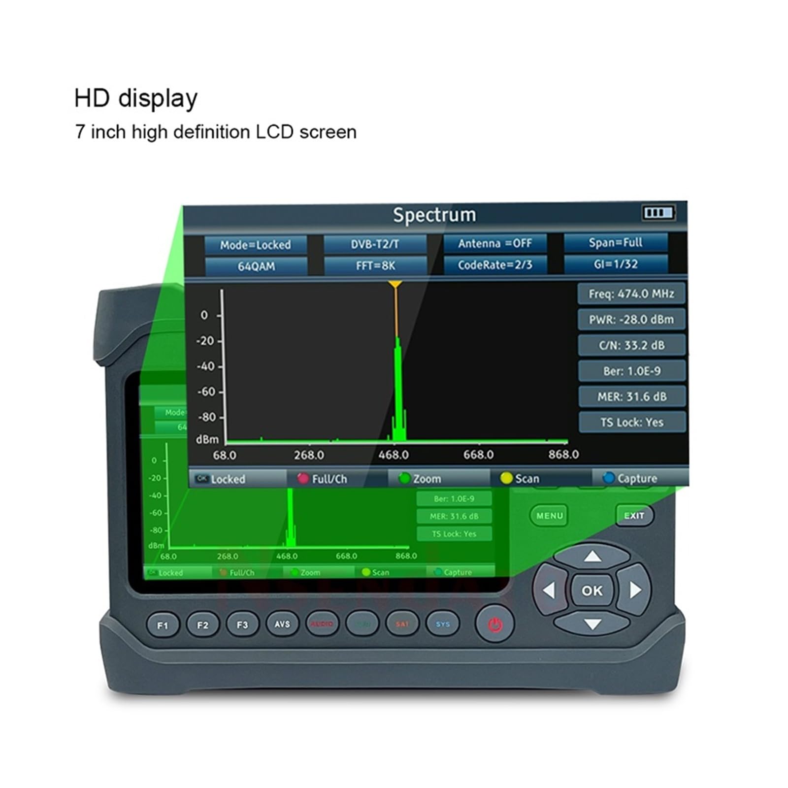 Buscador de satélites Digitales ST 6986 Localizador de señal satelital DVB-S2 S DVB T T2 Medidor de señal satelital para Ajustar la Antena parabólica de TV vía satélite