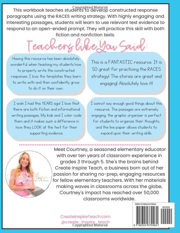 Writing Workbook for Grades 2 to 4 - Constructed Response Paragraph Writing Practice: using the RACES strategy - Image 2