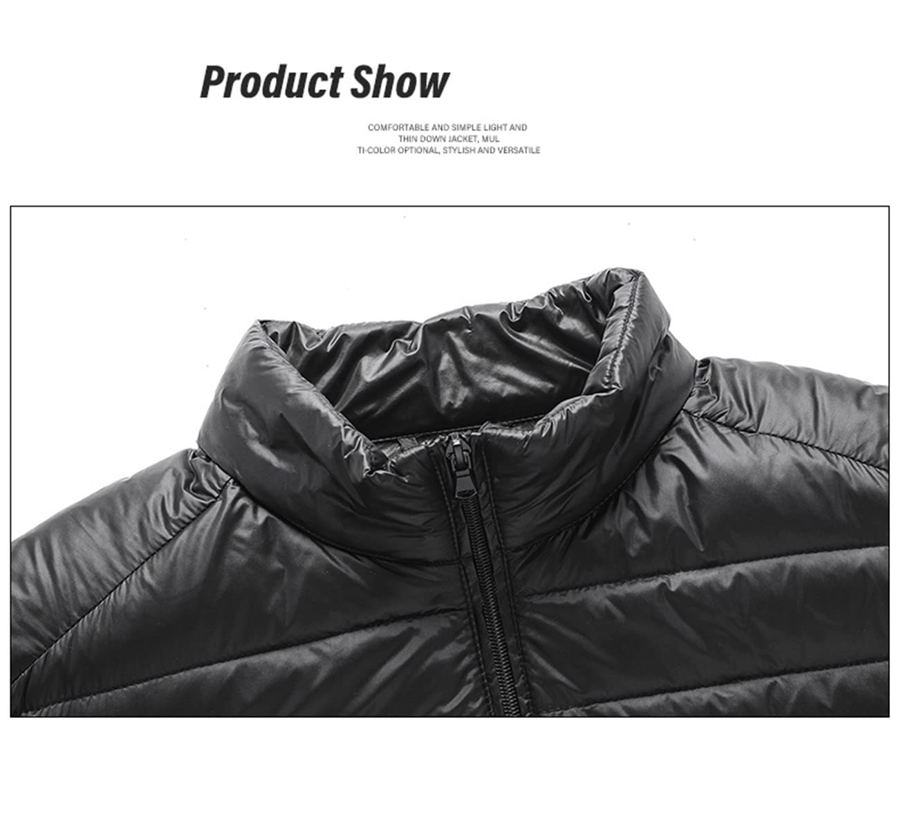 Piumino leggero da uomo ripiegabile traspirante Puffy cappotto impermeabile maschile Puffer Jacket, nero, XXX-Large