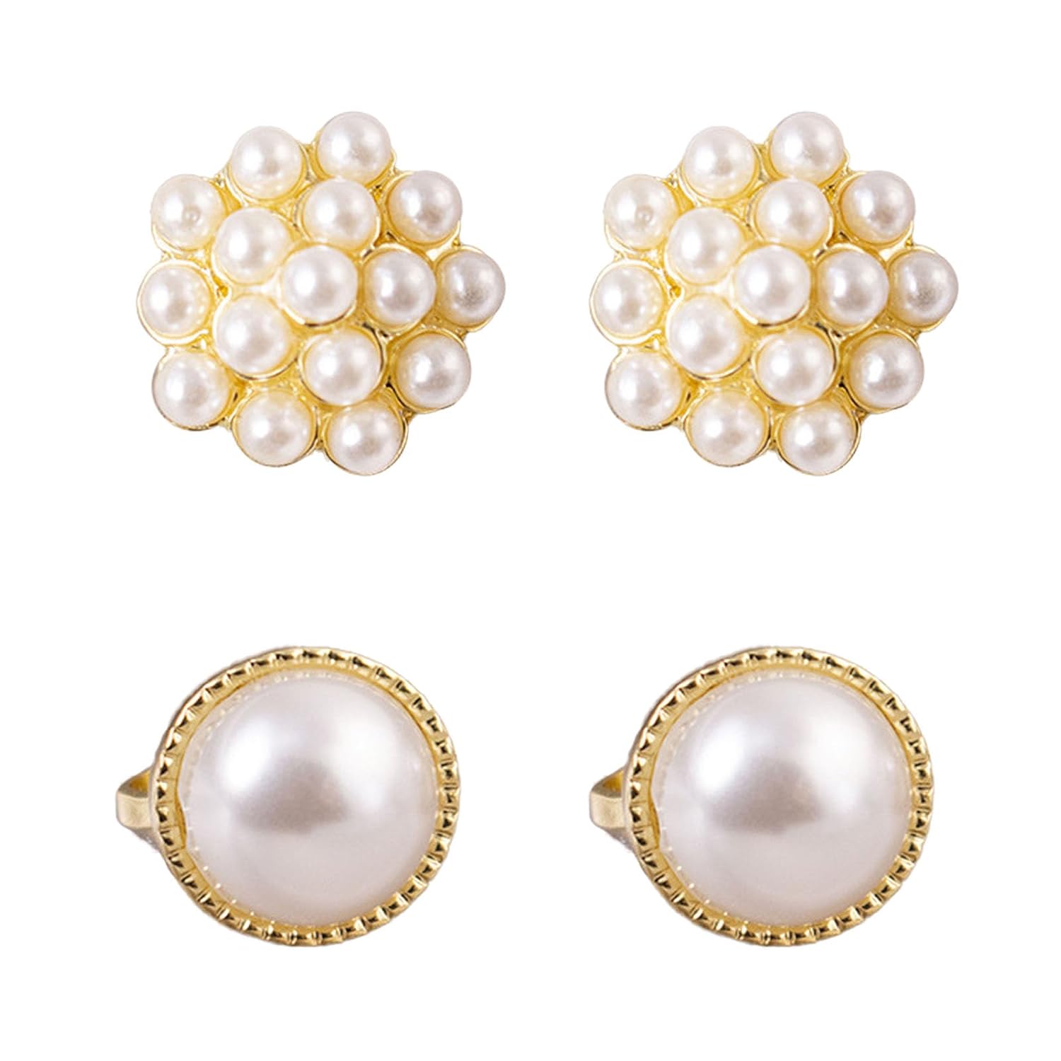2 Pairs Clip On Earrings for Non Pierced Ears, Elegant Pearl Earrings for Women, Golden Pressing Earrings for No Hole Ear... - Review, Price and Buying Guide