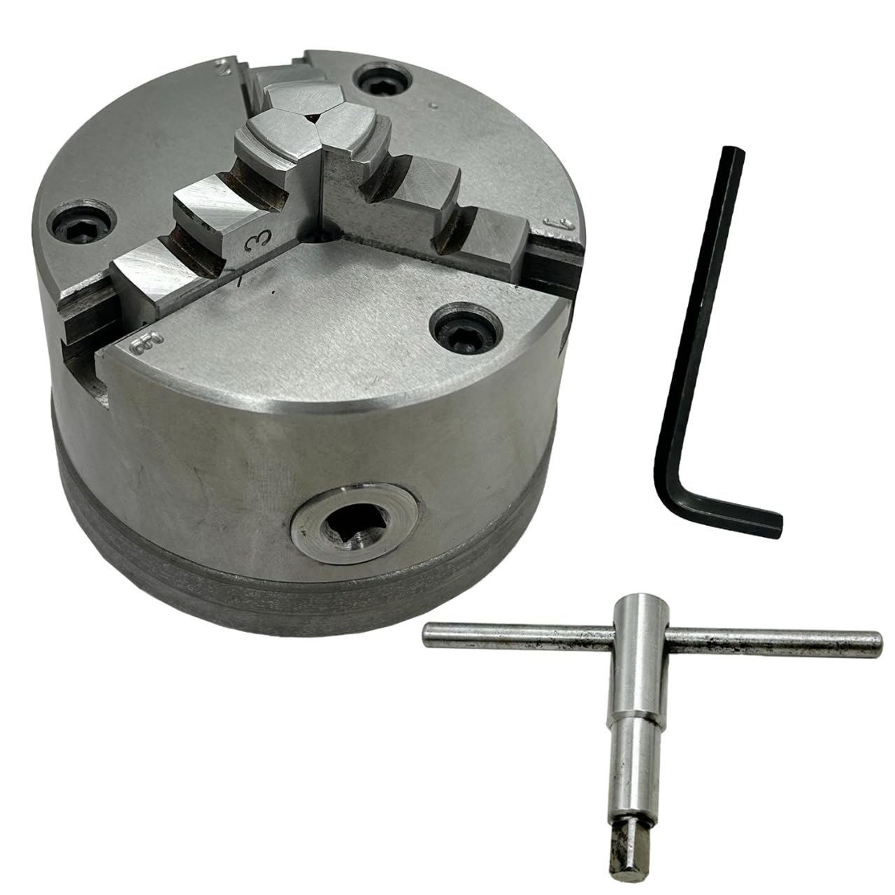 MachEl 3-szczękowy samocentrujący uchwyt tokarski 5" (125 mm) z żeliwną płytą tylną – gwint 1-1/5.1 cm x 8 TPI - kompatybilny z tokarkami Boxford