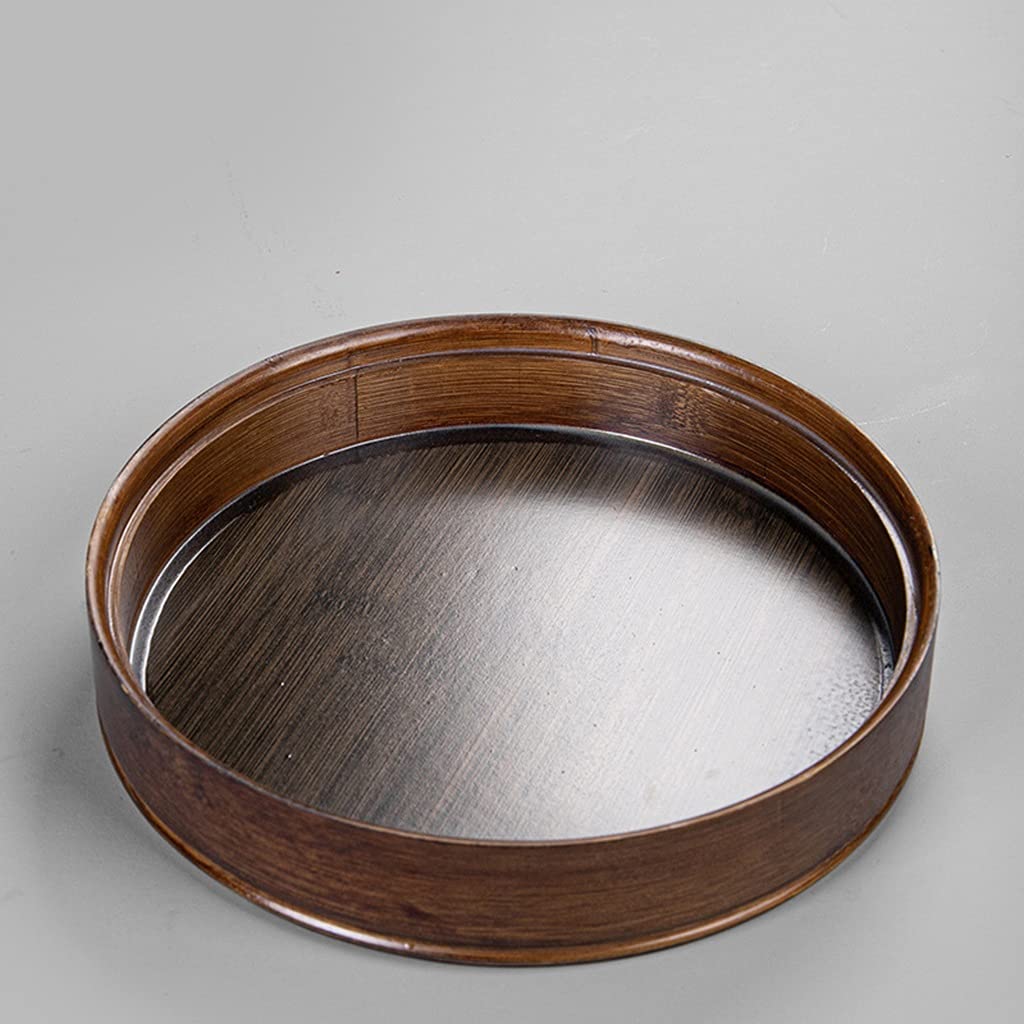 Forme Ronde Bambou de Qualité Plateau a Thé, Mini Table de Service Plaques Stockage de L'eau de Drainage Kung Fu Plateau a Thé pour Teahouse Domicile Bureau (Size : 25 * 25 * 5cm)