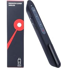 Wireless Presenter with Red Light, 2.4G USB & Bluetooth Presentation Clicker, Rechargeable via Type-C, 165ft Range, Compatible with PowerPoint/Keynote for Windows/Mac/Linux/Android Black