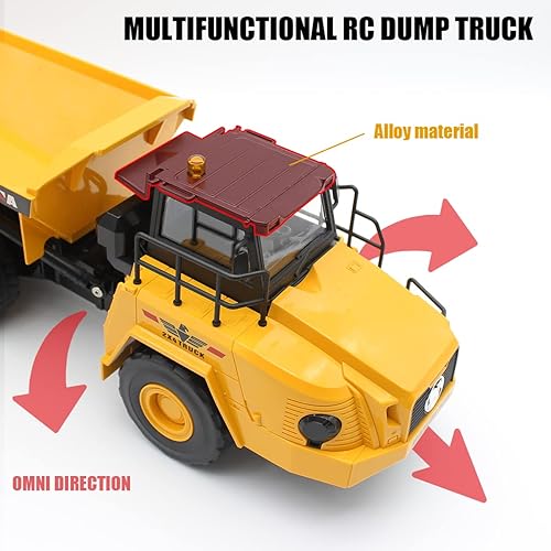 Miniatura 2 de Fistone Camión volquete de juguete con control remoto, 11 canales, 2 baterías, control remoto, vehículos de juguete de construcción con