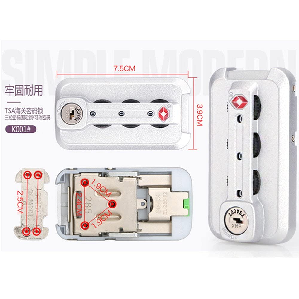 Aluminum Magnesium Lock Replacement Luggage Lock for Suitcase Pull Rod Box Trunk Suitcase Box DIY K001# (2)