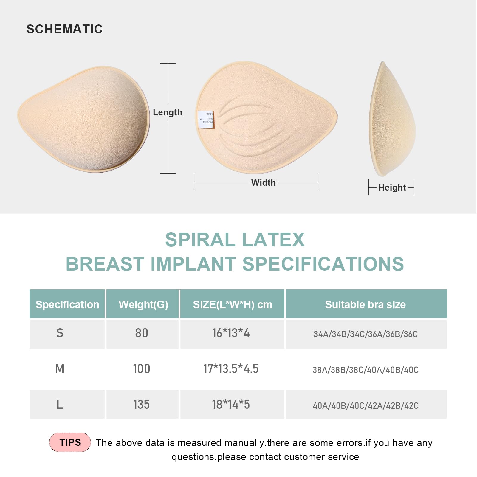 Mastektomie-Prothese für Frauen,Spiral Latex Brustprothese Atmungsaktiv Brustformen Brüste Pads BH-Einsatz-Einlagen Cup Lifter