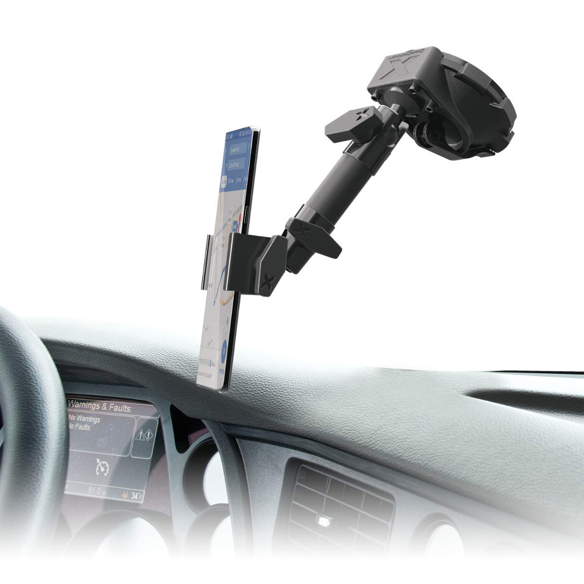 Bracketron HD Phone Dock Pro Soporte de Abrazadera de Metal para salpicadero y Ventana, Soporte de teléfono para Coche, Soporte Universal para teléfono de hasta 3.5 Pulgadas de Ancho