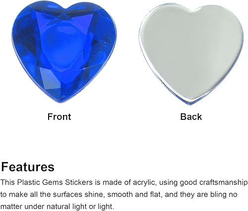 Miniatura 4 de MECCANIXITY 20 calcomanías de joyería de plástico con parte trasera plana de diamantes de imitación de corazón acrílico de 0.98 pulgadas para