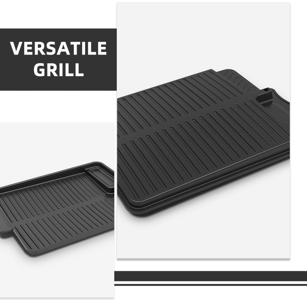 iplusmile Piastra Rivestimento Antiaderente in Alluminio Rettangolare Nero Ampia Area per Grigliare per Barbecue Coreano per Grigliate All'aperto in Famiglia