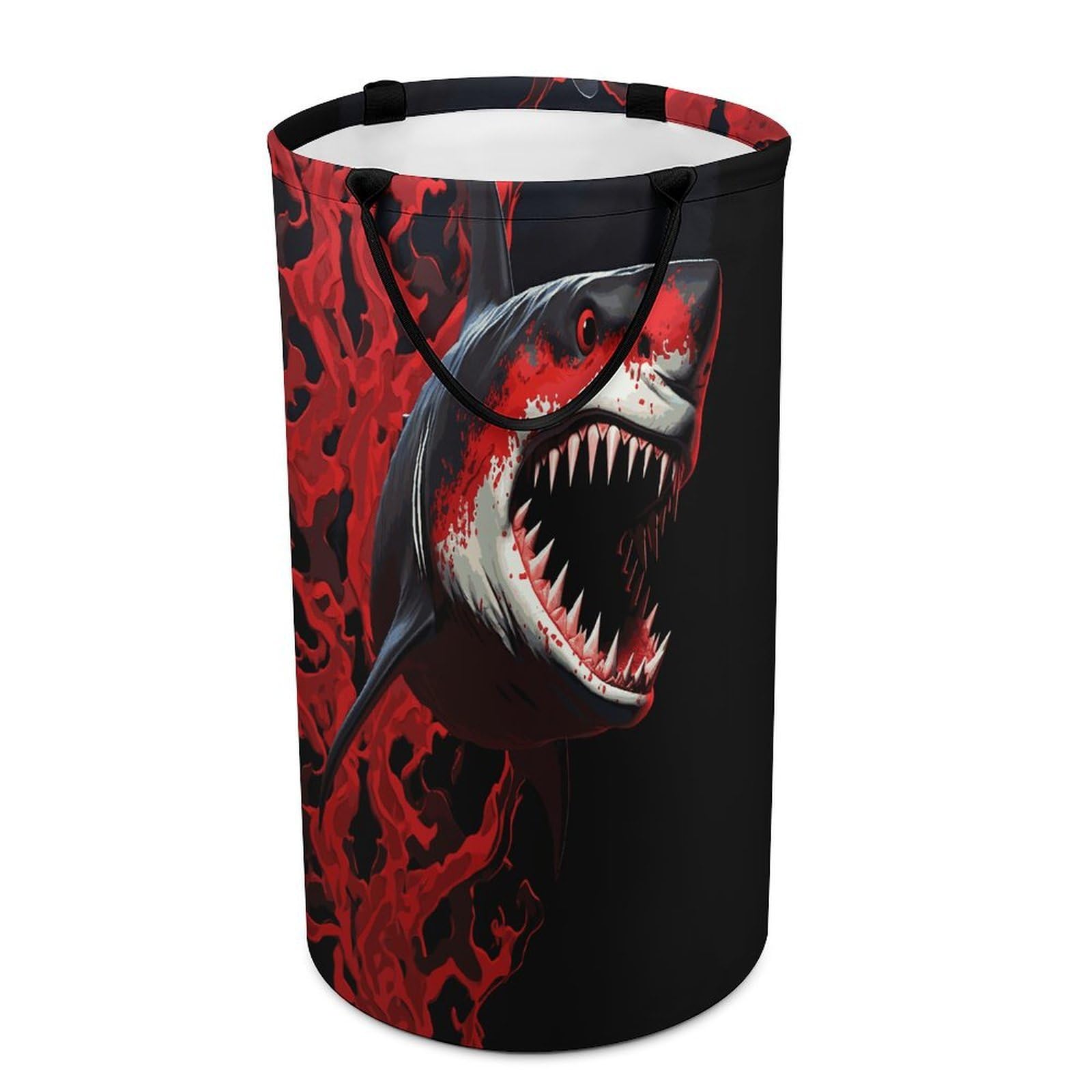 Red-black Shark Dirty Clothes Basket Large Capacity Laundry Basket Freestanding Laundrys Hampers Tall Collapsible Clothes Hamper for Blankets Toys