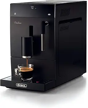 Ariete 1452 Diadema, cafetera automática, 1350W, 19 bar de presión, para café, americano y agua caliente, dispositivo capuchino, pantalla LED, dispensador ajustable, negro