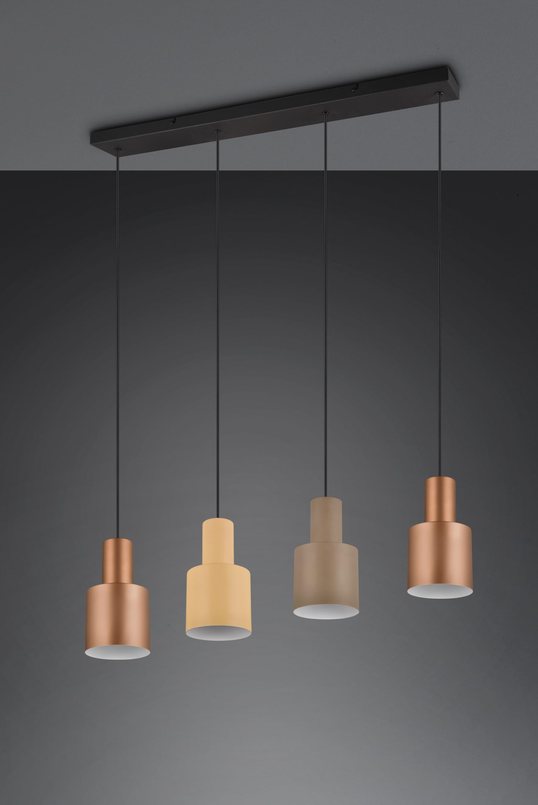 Trio Suspension Agudo 319400417, Métal Noir mat, Abat-jour Métal Café/Beige/Taupe, sauf 4x E27