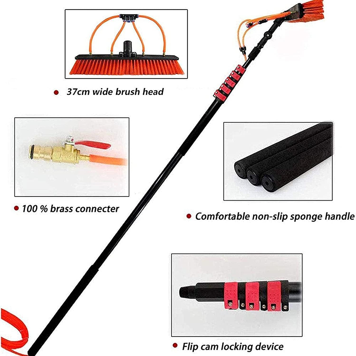 Telescopic Solar Panel Cleaning Brush Set - 3.6M to 11M Adjustable Water-Bearing Rod for Efficient Window & Photovoltaic Panel Cleaning