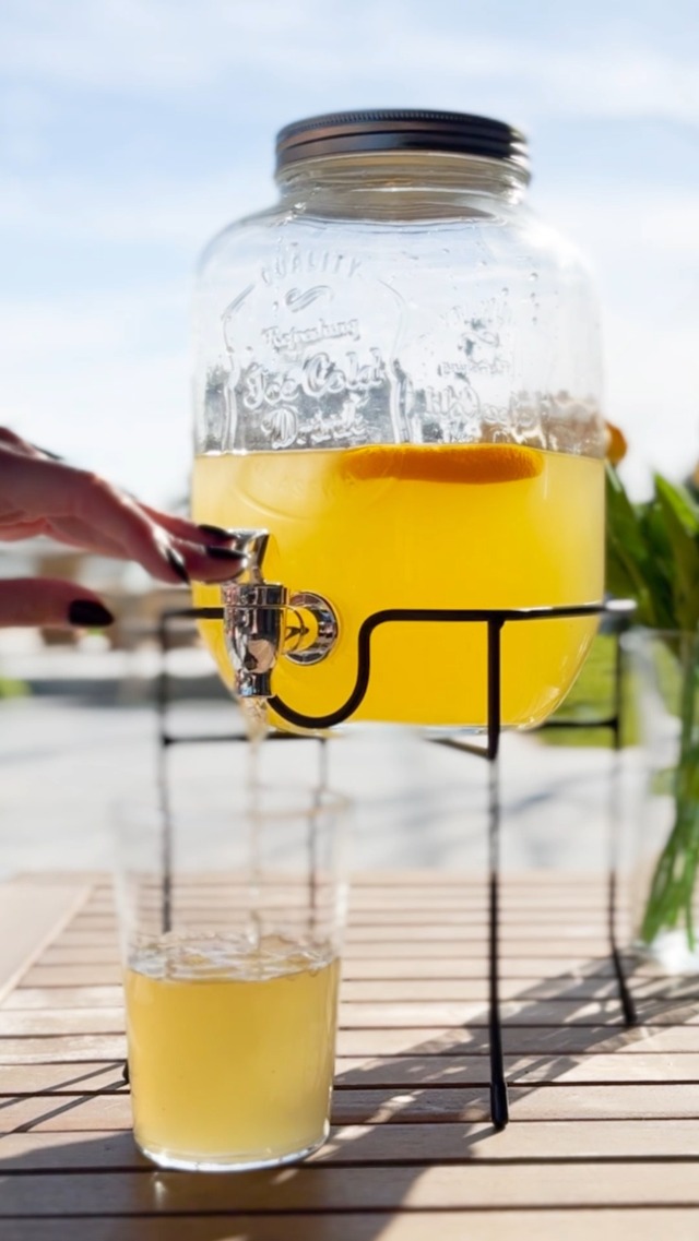 Distributeur De Boissons Jocca 4L En Verre Avec Support Métal - Robinet Anti-Goutte - Idéal Fêtes Et Événements