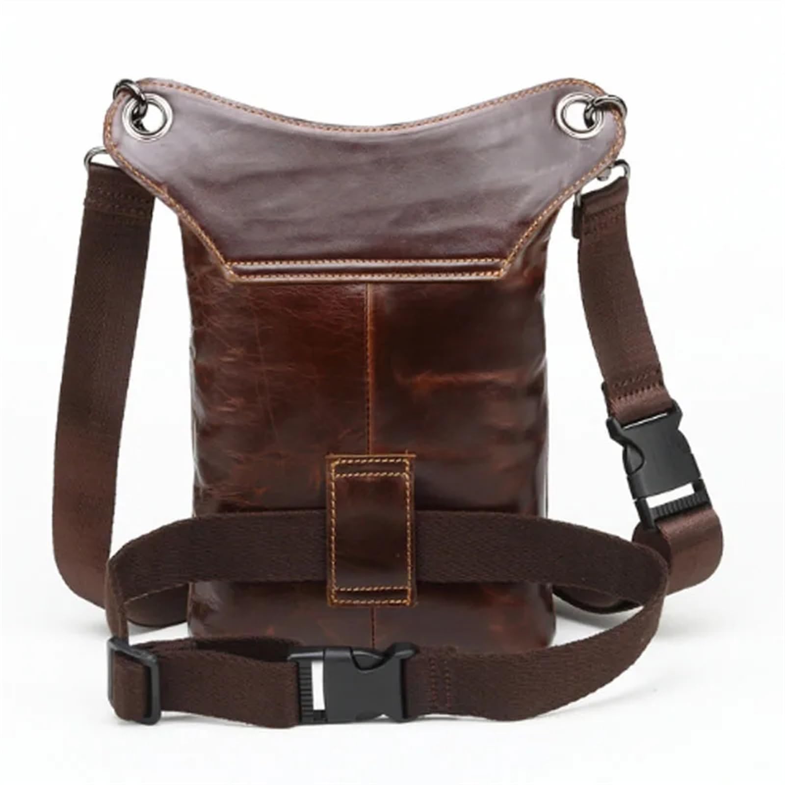 Borsa da Gamba a Goccia in Pelle di Mucca da Uomo, Marsupio da Motociclista, Marsupio da Cintura, Marsupio in Vera Pelle per Le Avventure all'aperto, Il pendolarismo(Brown)