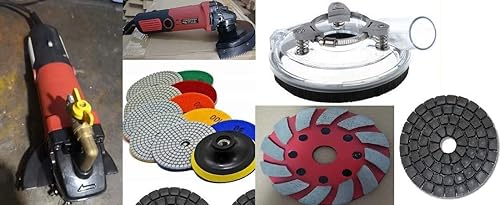 Pulidora y amoladora en seco de 5 pulgadas, cubierta de polvo de 5 pulgadas, almohadilla de pulido de mármol de granito de diamante 25 + rueda de