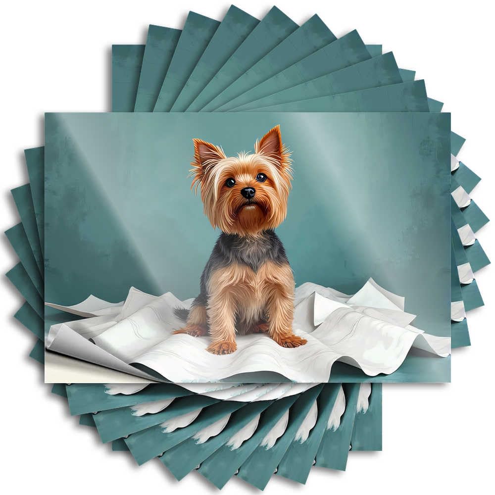 Fzfn Colour Tiki Bar Accessories Big Funny Sticker - Adorable Yorkshire Terrier On Paper Background Removable Decal Water Easy Peel For Adults(8X12cm)