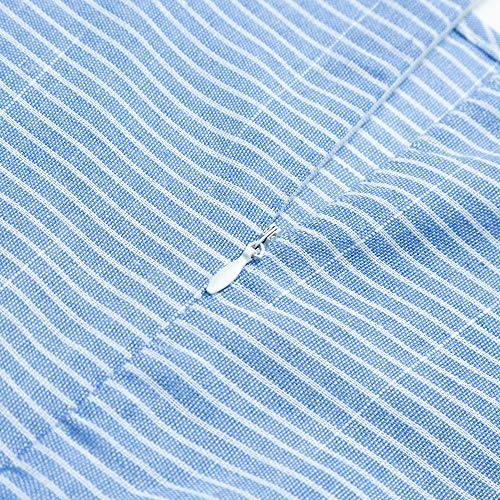 Vestido longo casual listrado de linho de algodão sem mangas Romacci, Azul, L