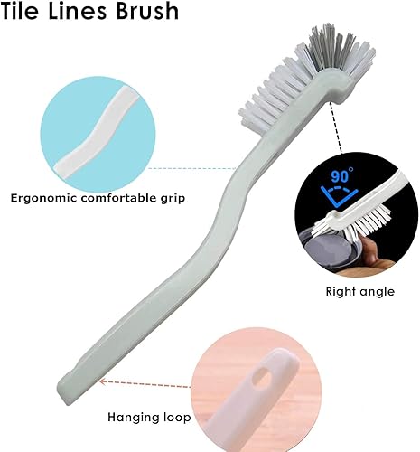Miniatura 3 de Cepillo limpiador de 4 piezas para limpiar profundamente las líneas de azulejos, cepillo de esquina con cerdas rígidas para fregadero, botella, olla