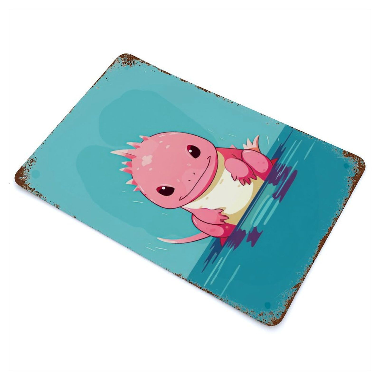 Rust Effect Axolotl Animal Fantasy Rusty Metal Tin Sign 11.8"x7.9", Rustic Home Decor for Living Room, Hallway And Home Decor