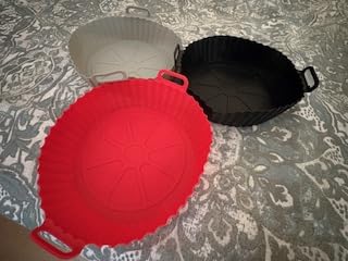 Round Washable Silicone Air Fryer Liners 3 Pack Black