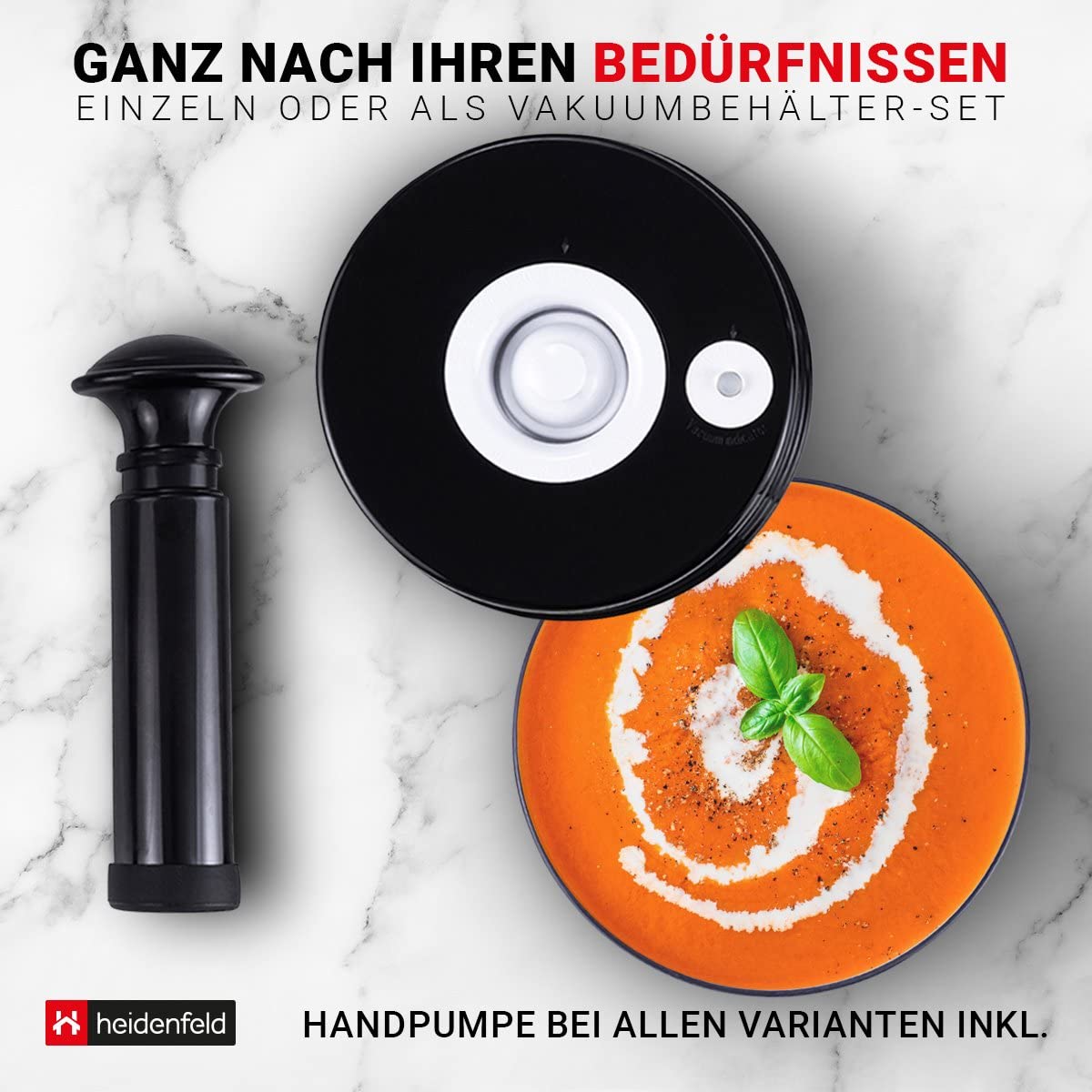 Heidenfeld Vakuumbehälter für Vakuumierer HF-VK100-0,7-2,2 Liter - Vakuumpumpe - Pumpe - Vakuum Behälter - Vakuumdosen (1.0 L Behälter)