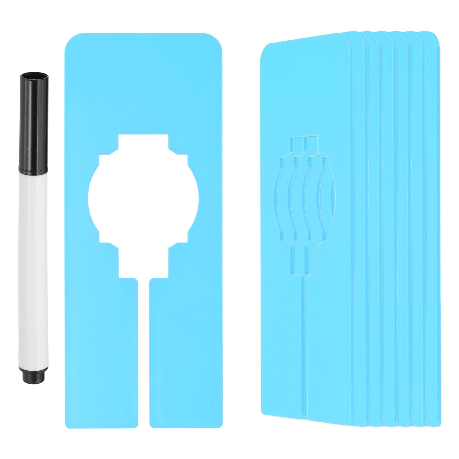 PATIKIL 8 Pcs Rectangle Clothes Dividers, 5 Inch Blank Clothing Rack Divider Sorting Clothes Size Reusable Wardrobe Hanger Separator with Pen, Blue