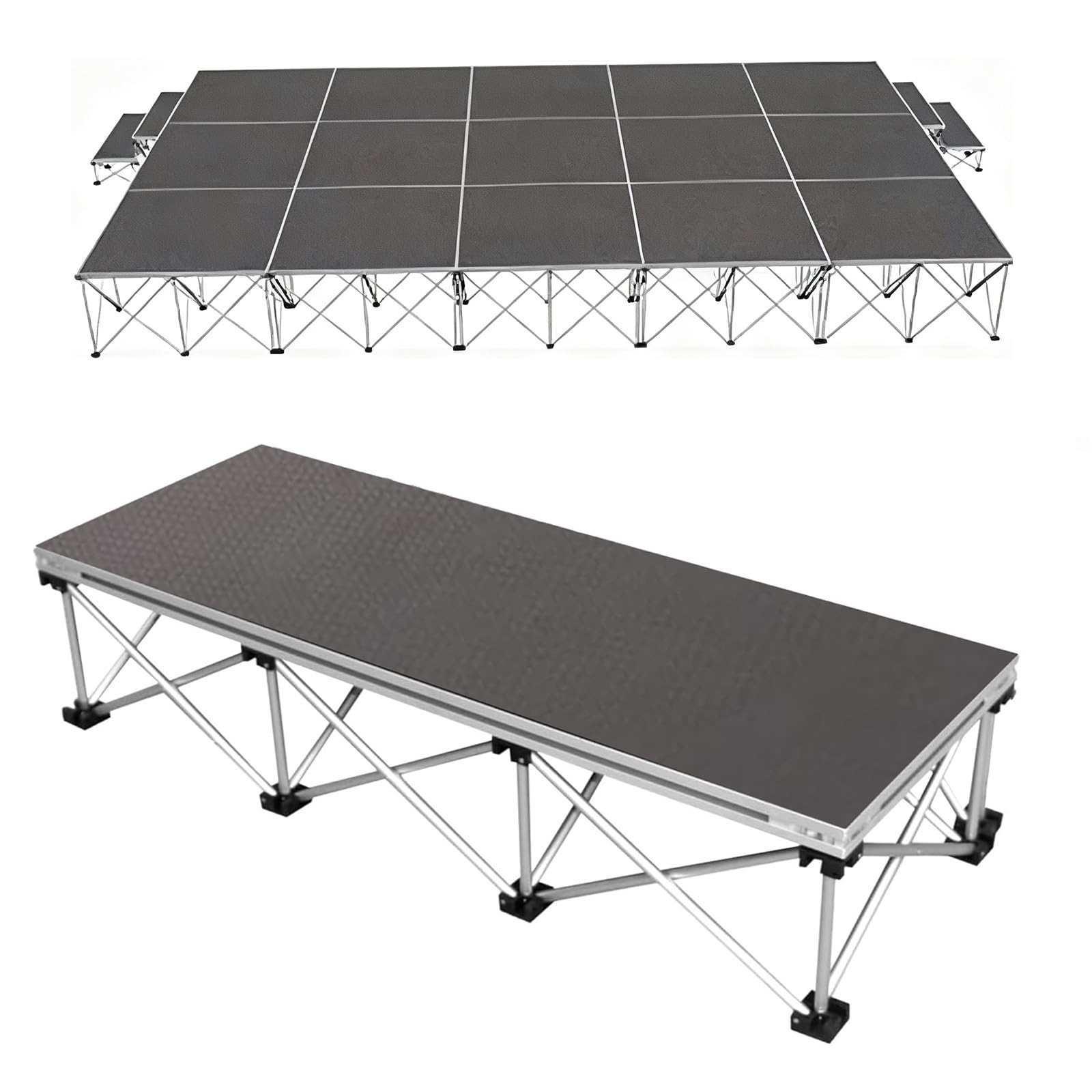 Piattaforma di palcometria portatile, pavimento di danza in alluminio pieghevole con superficie antiscivolo, riser modulari collegabili per concerti, matrimoni, eventi, facile installazione dell'uso e