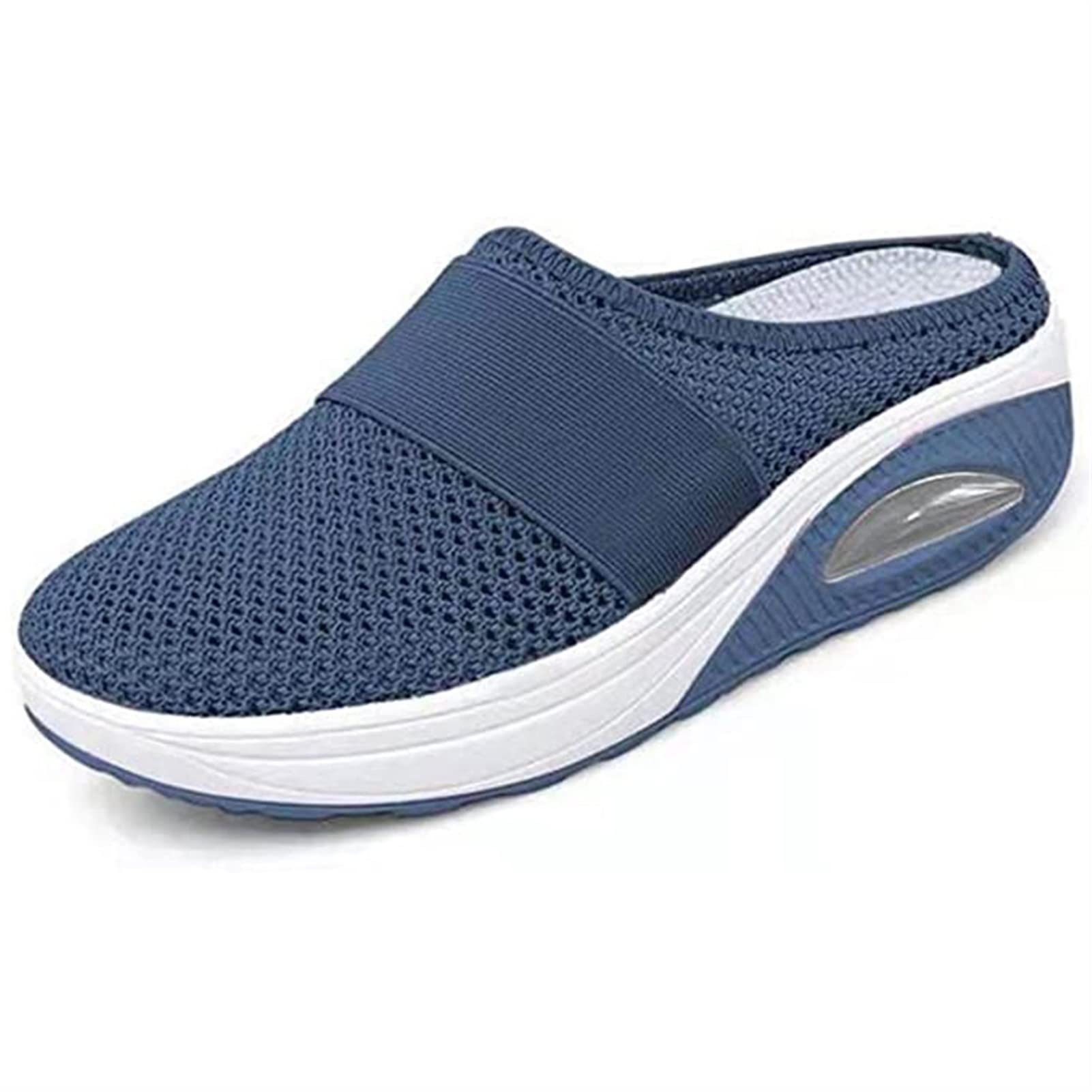 FUZUAAClogs Soft Slippers Women's Mules Mesh Sabot With Orthopedic Air Cushion Breathable Platform Leisure Sandals Slipper (Color : Blue, Size : 39)
