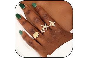 Adjustable Shell Starfish Ring for Women - Open Seashell Ring - Statement...