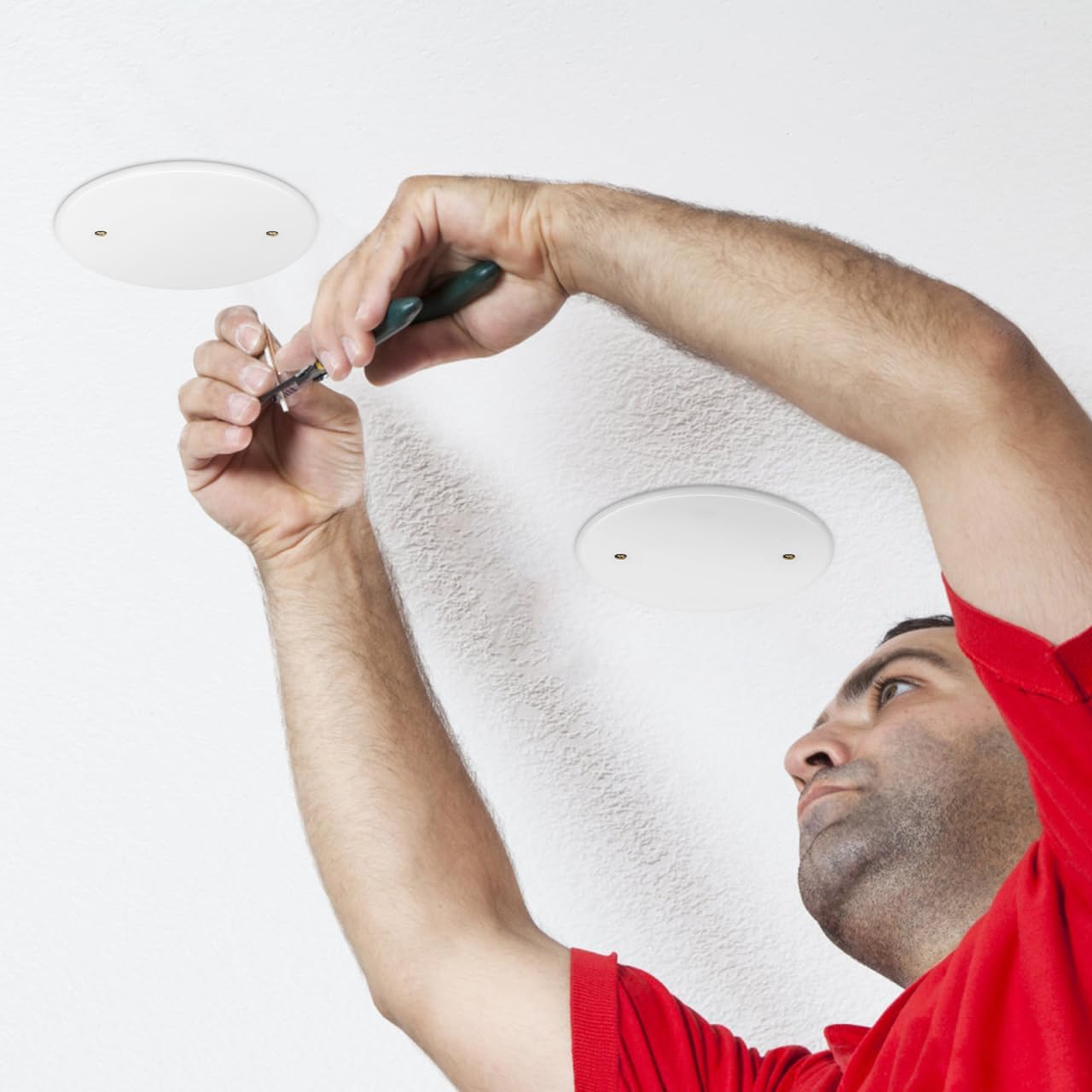 UKCOCO 4 Pack Round Ceiling Cover Plates 4.33In - Paintable Blank Electrical Box Covers with Screws for Ceiling Fan Outlets and Junction Hole Concealment