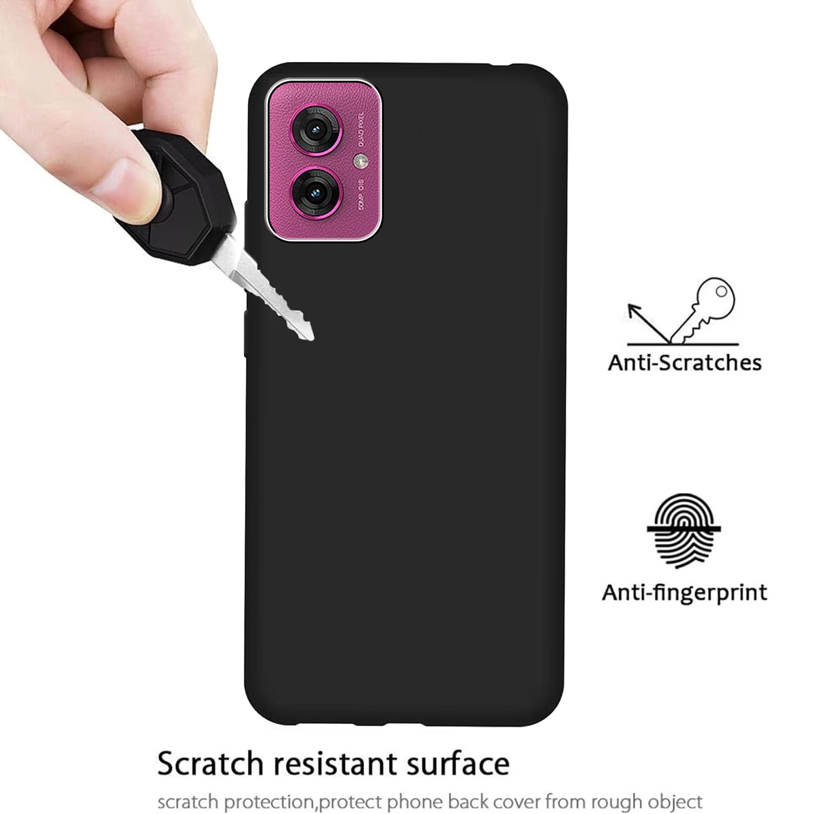 KUSINHOKA Case for Motorola Moto G55 + 2 Pack Screen Protector Tempered Glass,Anti Scratch,Drop Protection,Non Slip Soft TPU Thin Full Body Protective Phone Cover,Black - Image 3