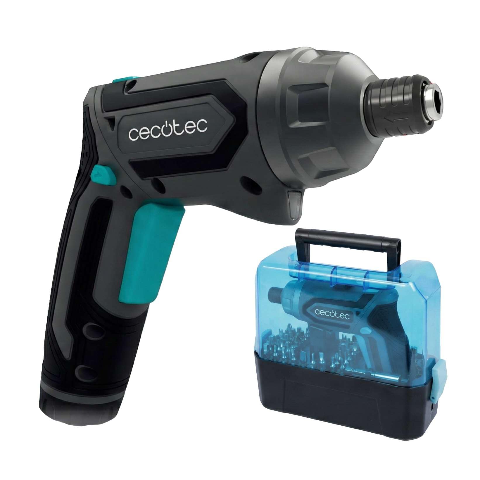 Cecotec Destornillador Eléctrico a Batería - 49 Puntas - Precisión - PowerGyro 4000 Clear. 4V 1500mAh, Convertible 2in1, 200rpm, Torque 6Nm con 6+1 Posiciones, Luz LED, Autonomía 60min