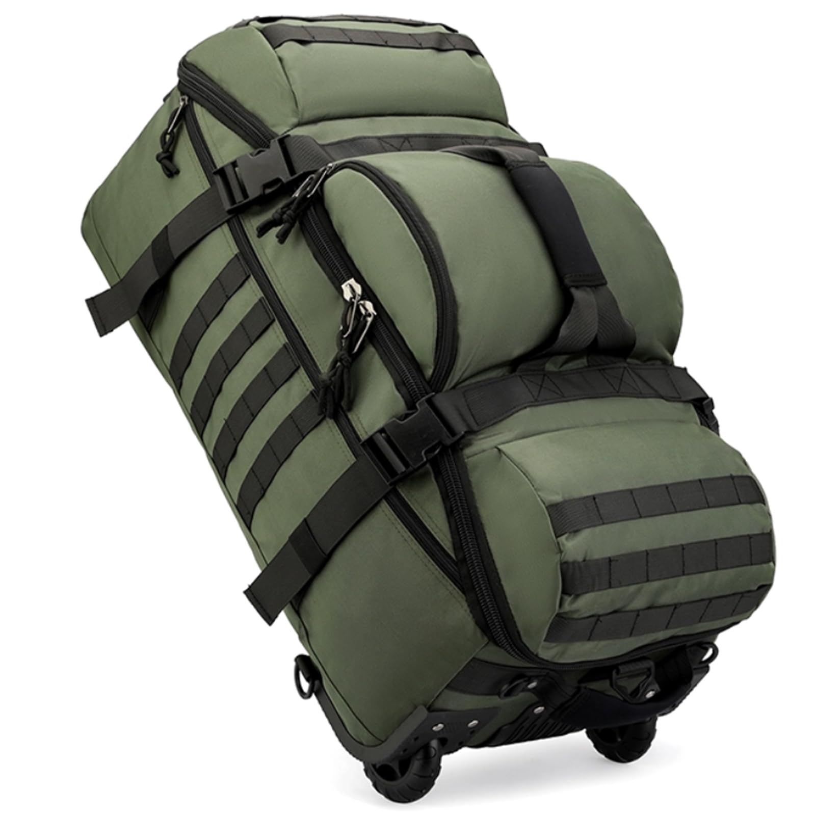 Reisetasche Mit Rollen 80L Große Sporttasche Rucksack Faltbare Wasserdicht Freizeittasche Handgepäck Für Reise Camping Gym Fitness Weekender Schwimmen Yoga Travel Overnight (Grün)