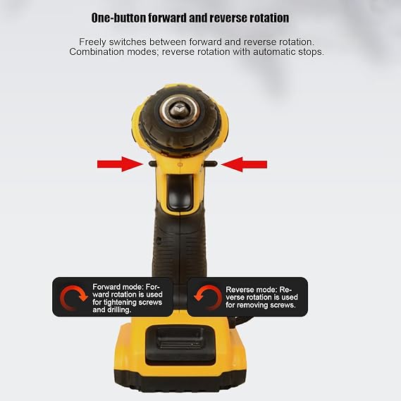 Power Drill Tool - Ergonomic Grip Handheld High Torque Motor Equipment