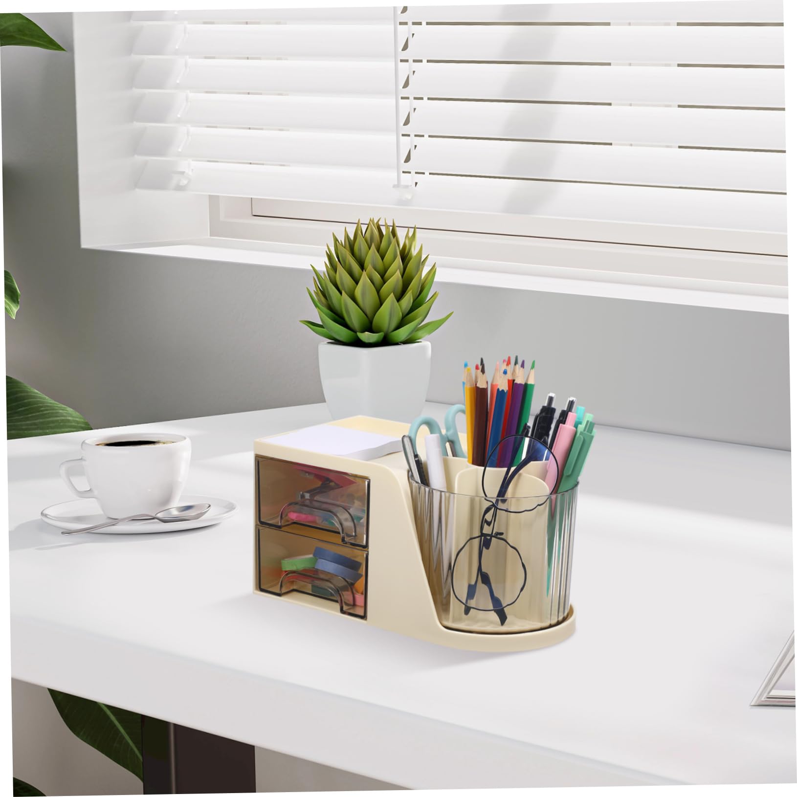 Hemobllo Portapenne Scrivania Organizer Contenitore per Penne Diviso in Scomparti Lisci per Cancelleria e Articoli per Ufficio Design Elegante e Moderno Risparmio Spazio per Scrivania