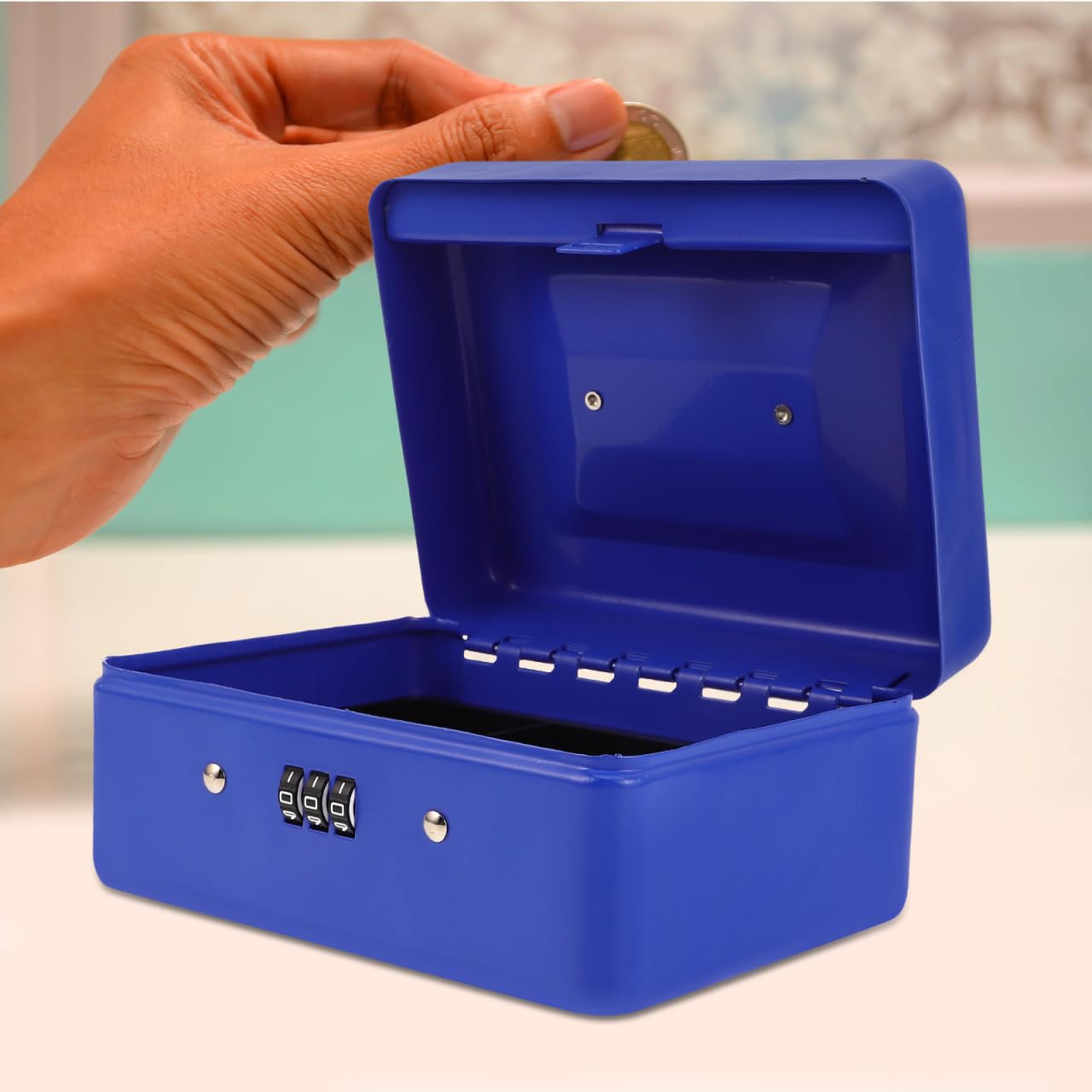 SEWACC Boîte à Métallique Verrouillable Petite avec Plateau Amovible Organisateur Portable Sécurisé pour Billets et Caisse à Verrou Robuste pour Domicile et Bureau
