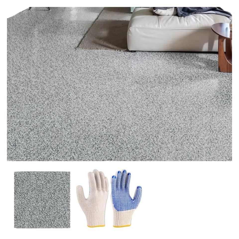 Marble effect epoxy floor paint in barrels - high gloss, quick drying, waterproof for garages, asphalt and concrete - water-based (sesame gray, 0.5kg)