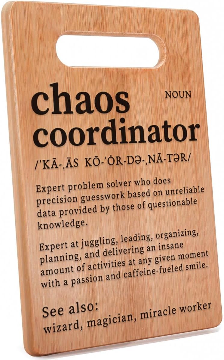 Friend, Coworker Gifts for Women, Chaos Coordinator Cutting Board, Thank You Gifts for Women Boss, Boss Lady, Friends, Coworkers, Teacher, Mom Office Gifts -Birthday Gifts for Women