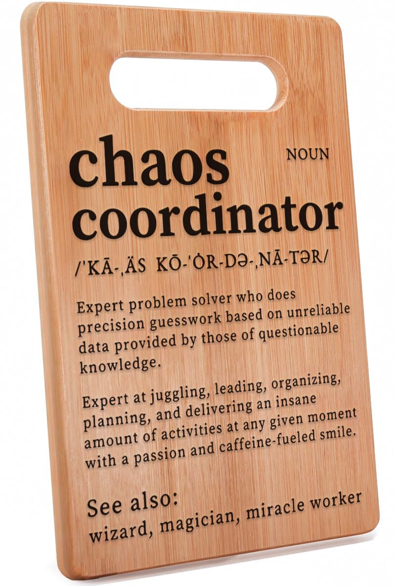 Friend, Coworker Gifts for Women, Chaos Coordinator Cutting Board, Thank You Gifts for Women Boss, Boss Lady, Friends, Coworkers, Teacher, Mom Office Gifts -Birthday Gifts for Women