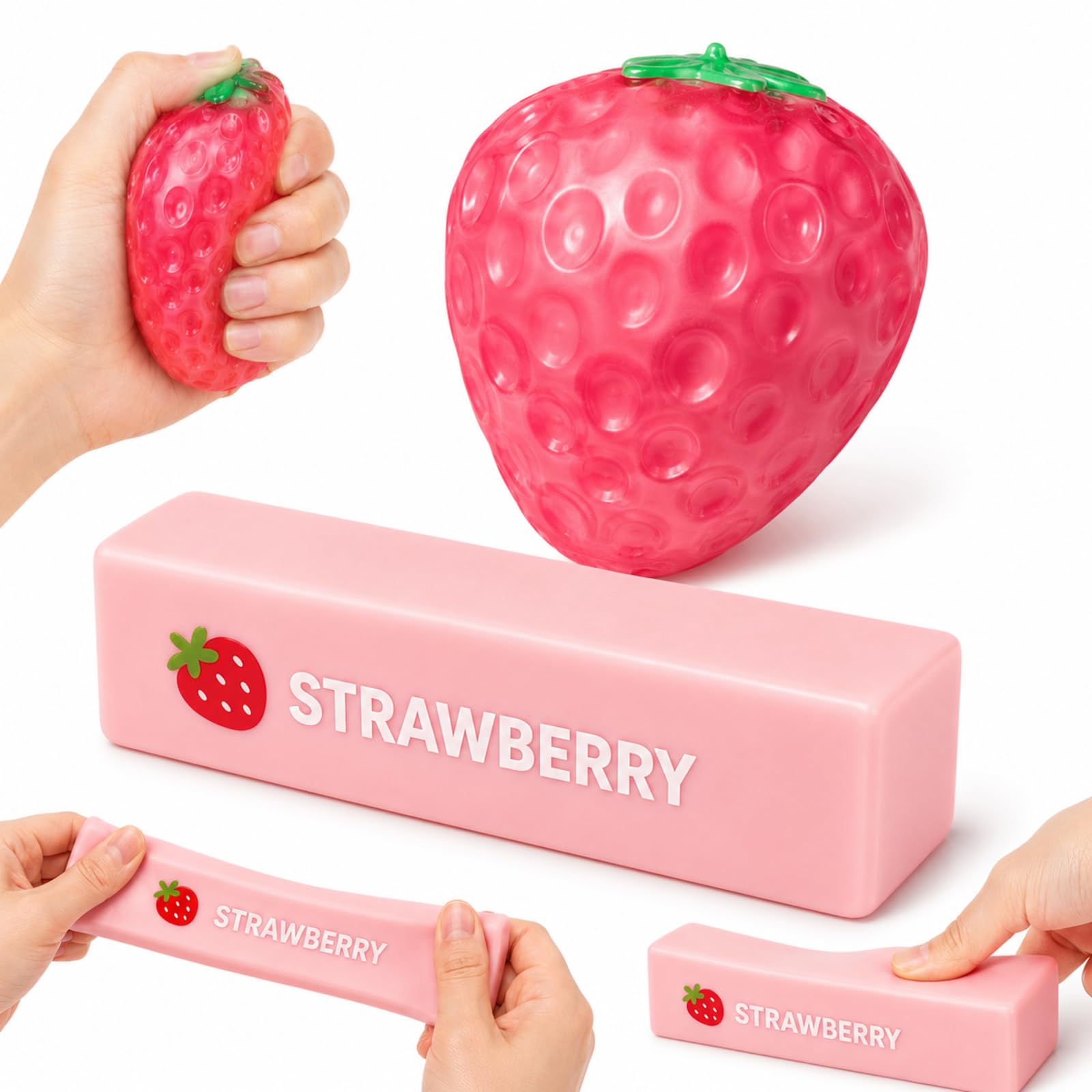 2 PCS Strawberry Squishy, Slow Rising Squishies, Exquisite Decorative Ornaments for Desk and Travel Display, Elegant Home Decor Pieces for Office and Daily Arrangement