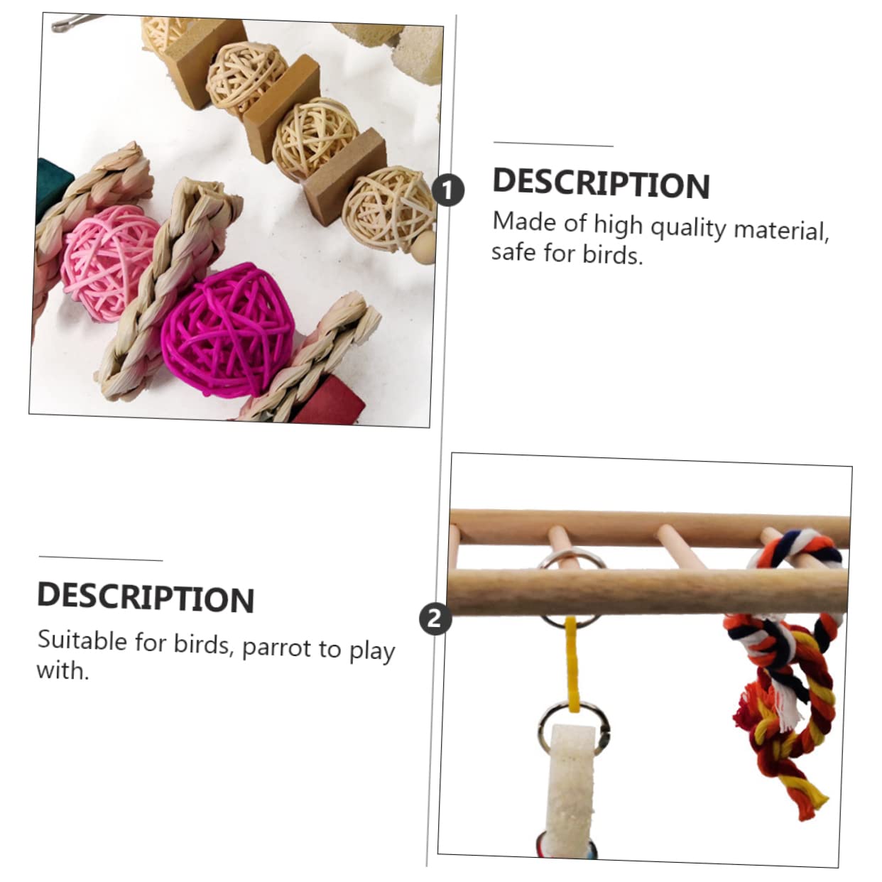 COLLBATH 7 Piezas Juguetes De Madera para Loros Juguetes Creativos Colgantes Bloques Coloridos Loros Pájaros para Entretenimiento Jaula