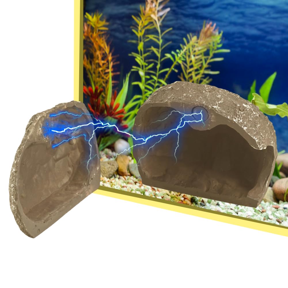 Dongker Color 3 Magnetic Aquarium Cave Rocks,Resin Pleco Hideout Detachable Hollow Easy Viewing Shelter With Strong Magnet For Betta Shrimp Small Fish And Reptiles