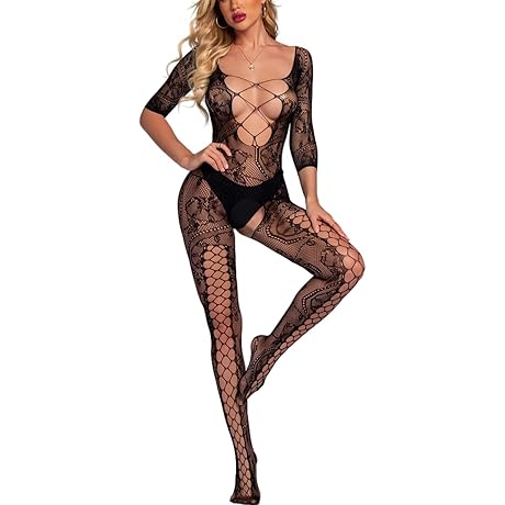 Women's Fishnet Stocking Lingerie Chemise Mini Dress