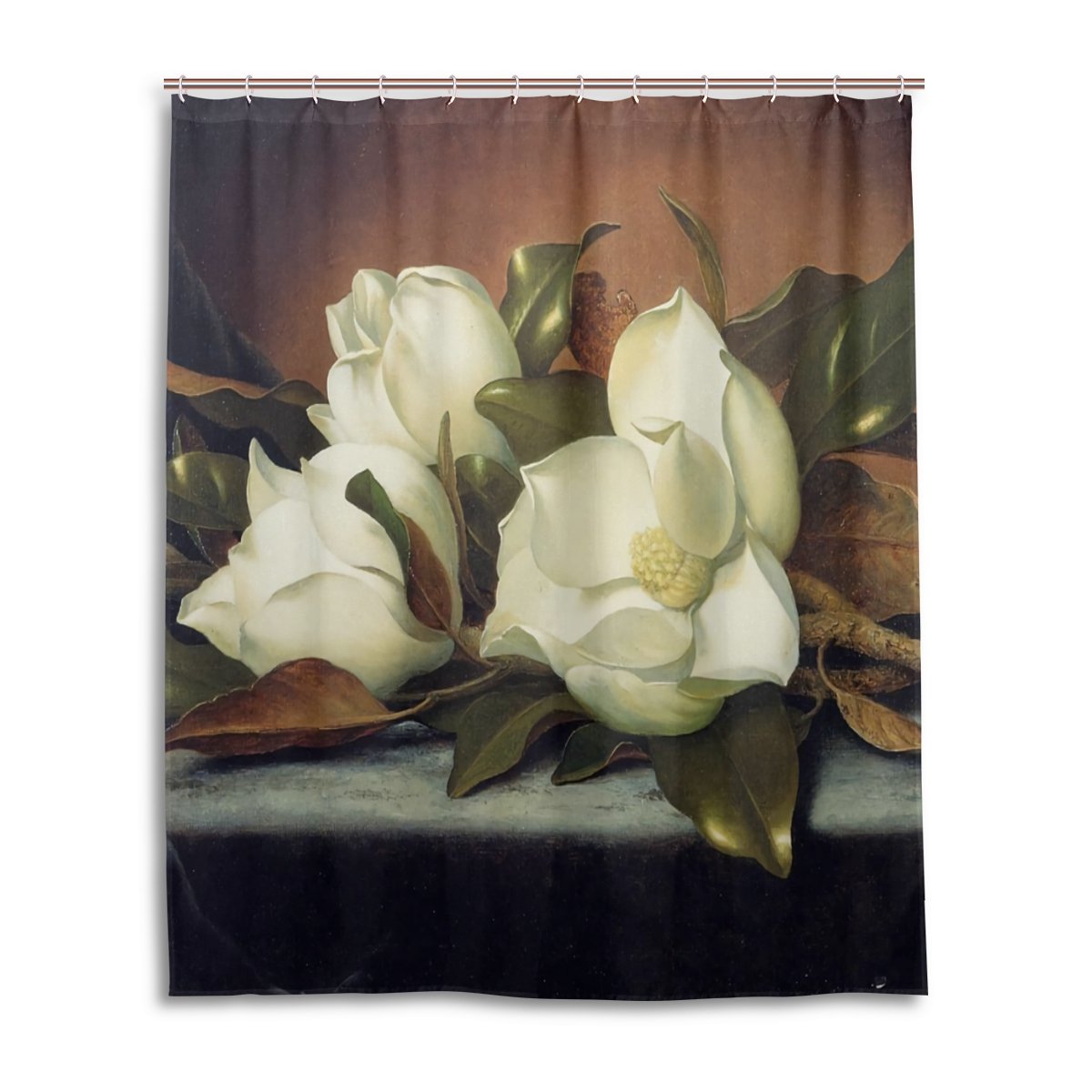 WEETIME Ethel Ernest Waterproof Bath Curtain Giant Magnolias Polyester Fabric Bathroom Shower Curtain 60 x 72 inch