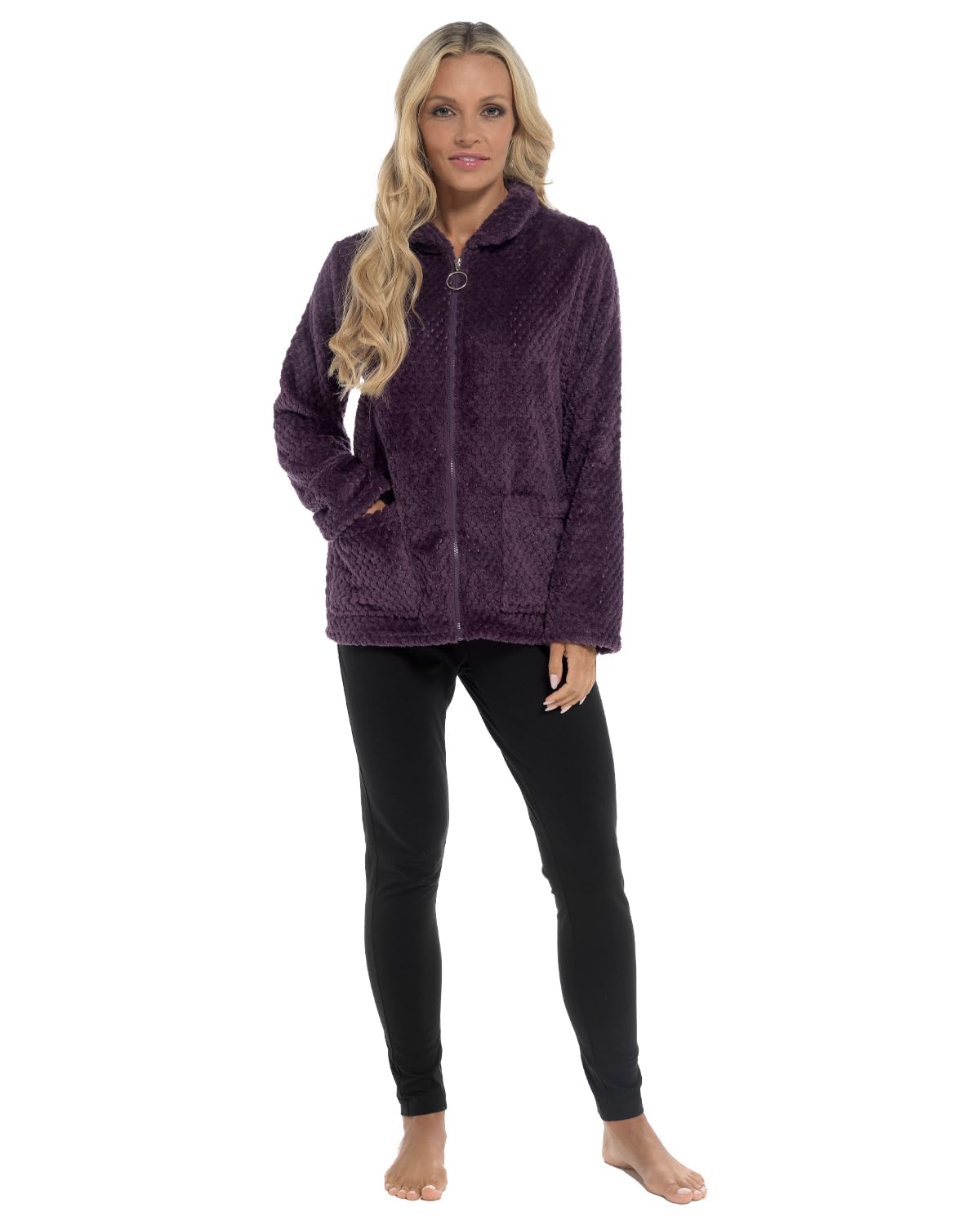 Undercover Veste d'hiver douce en polaire nid d'abeille avec poches pour femme