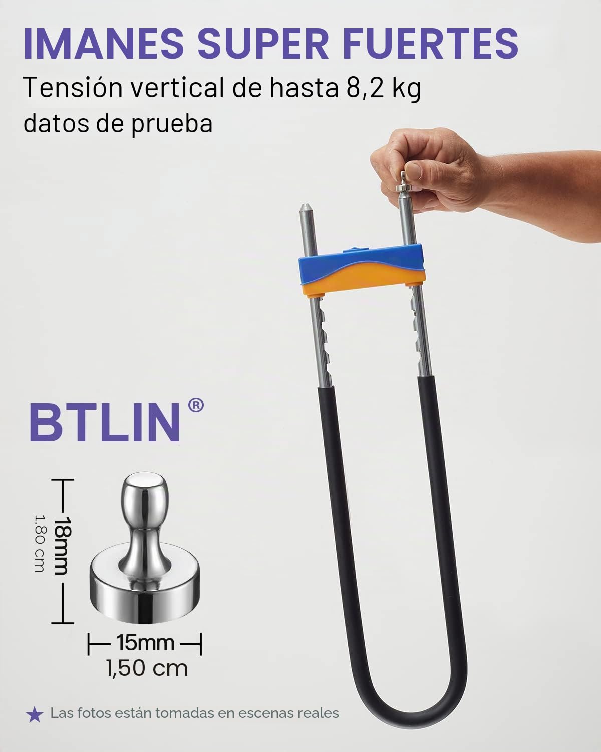 BTLIN Imanes Neodimio Super Potentes, Grandes Chinchetas Magnéticas para Cocina, Nevera, Oficina, Pizarra Blanca, Tablón de Anuncios, 15x18mm, 12 Piezas